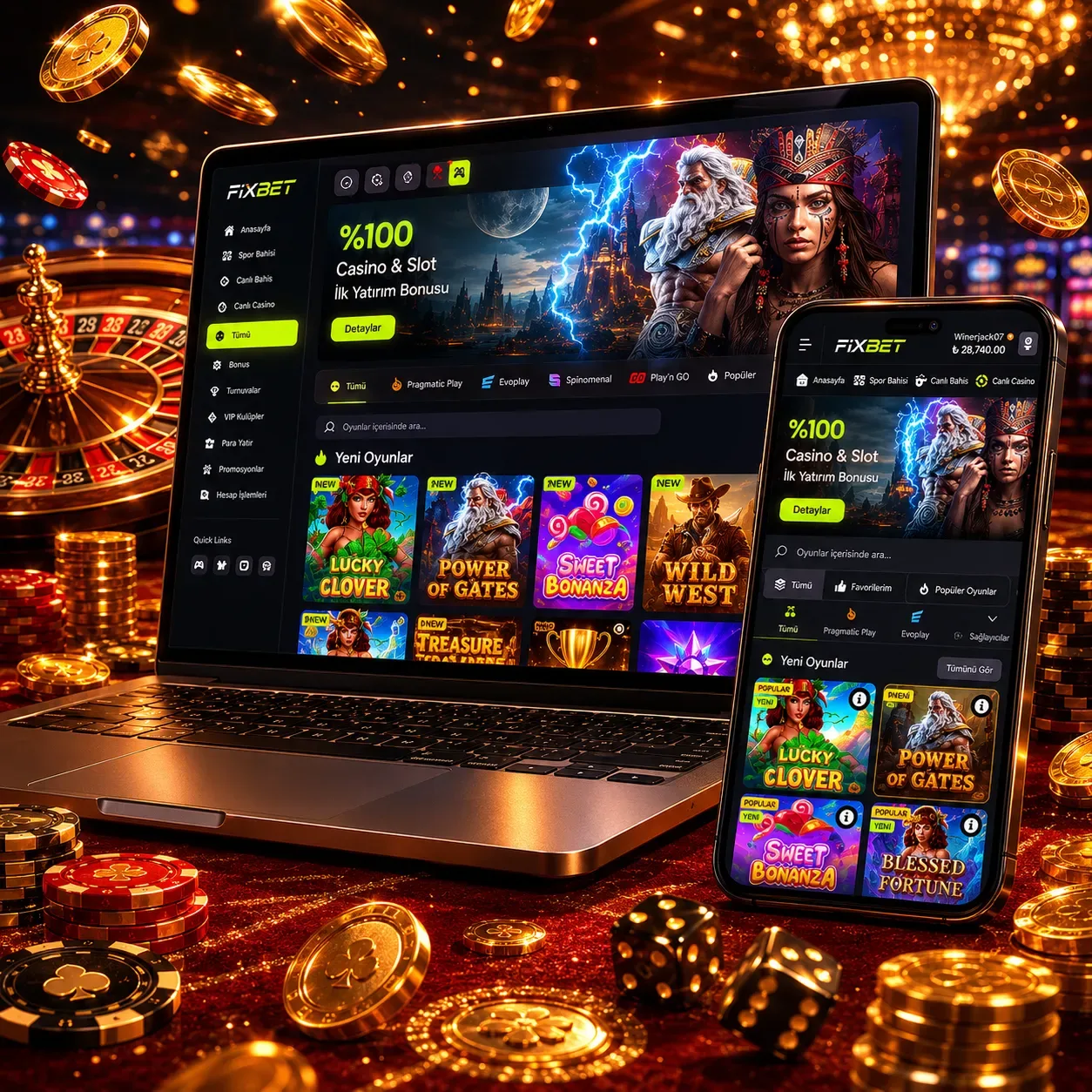 Aplicación móvil de casino en un teléfono